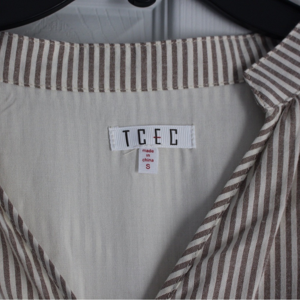 TCEC Cream and Brown Striped Maxi Dress - Picture 2 of 3